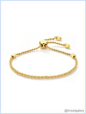 14K Gold Filled Rope Chain Bracelet Adjustable 2mm Twist Link